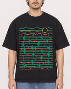 Mockup Boxy Heavyweight Tee Black male close-up 02