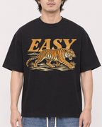 Mockup Boxy Heavyweight Tee Black male close-up 03