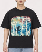 Mockup Boxy Heavyweight Tee Black male close-up 01
