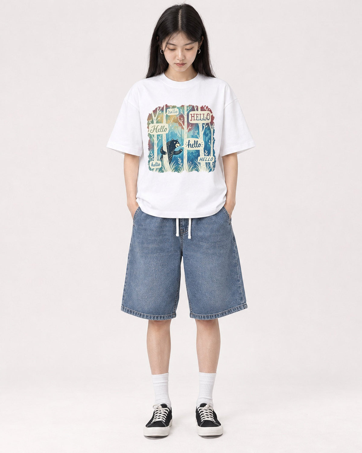 Mockup Boxy Heavyweight Tee White female full-body 01