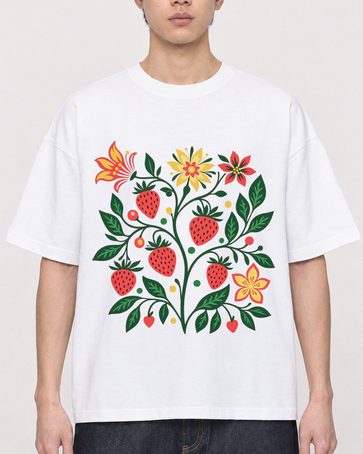 Mockup Boxy Heavyweight Tee White male close-up 01