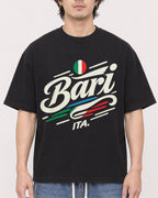 Mockup Boxy Heavyweight Tee Black male close-up 03