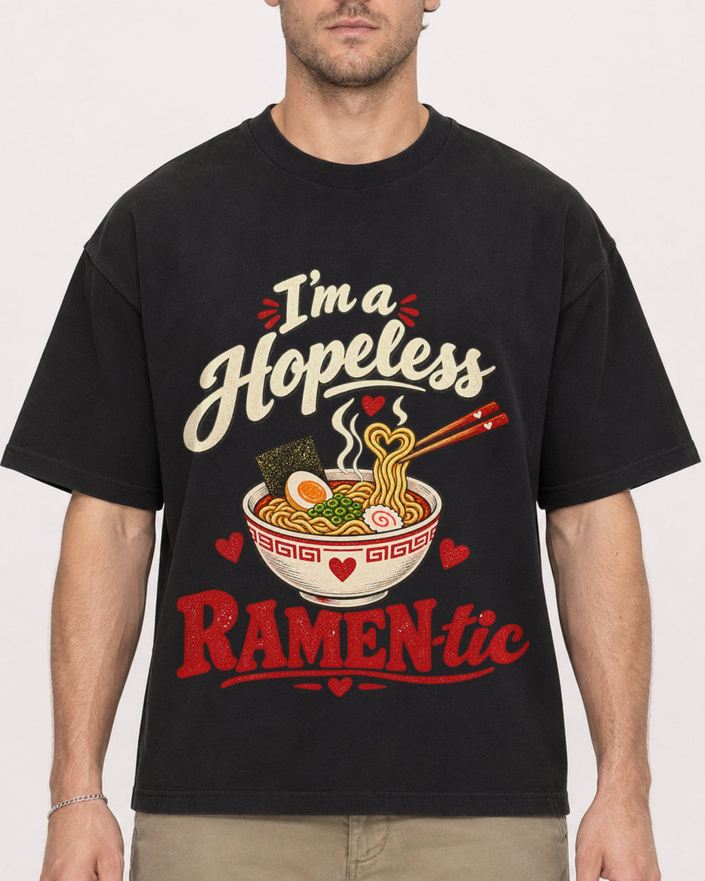Mockup Boxy Heavyweight Tee Black male close-up 08