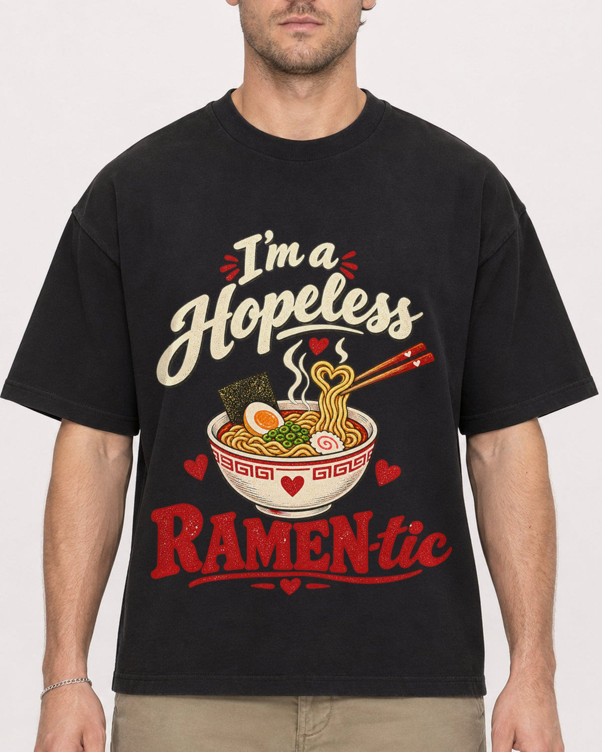 Mockup Boxy Heavyweight Tee Black male close-up 08