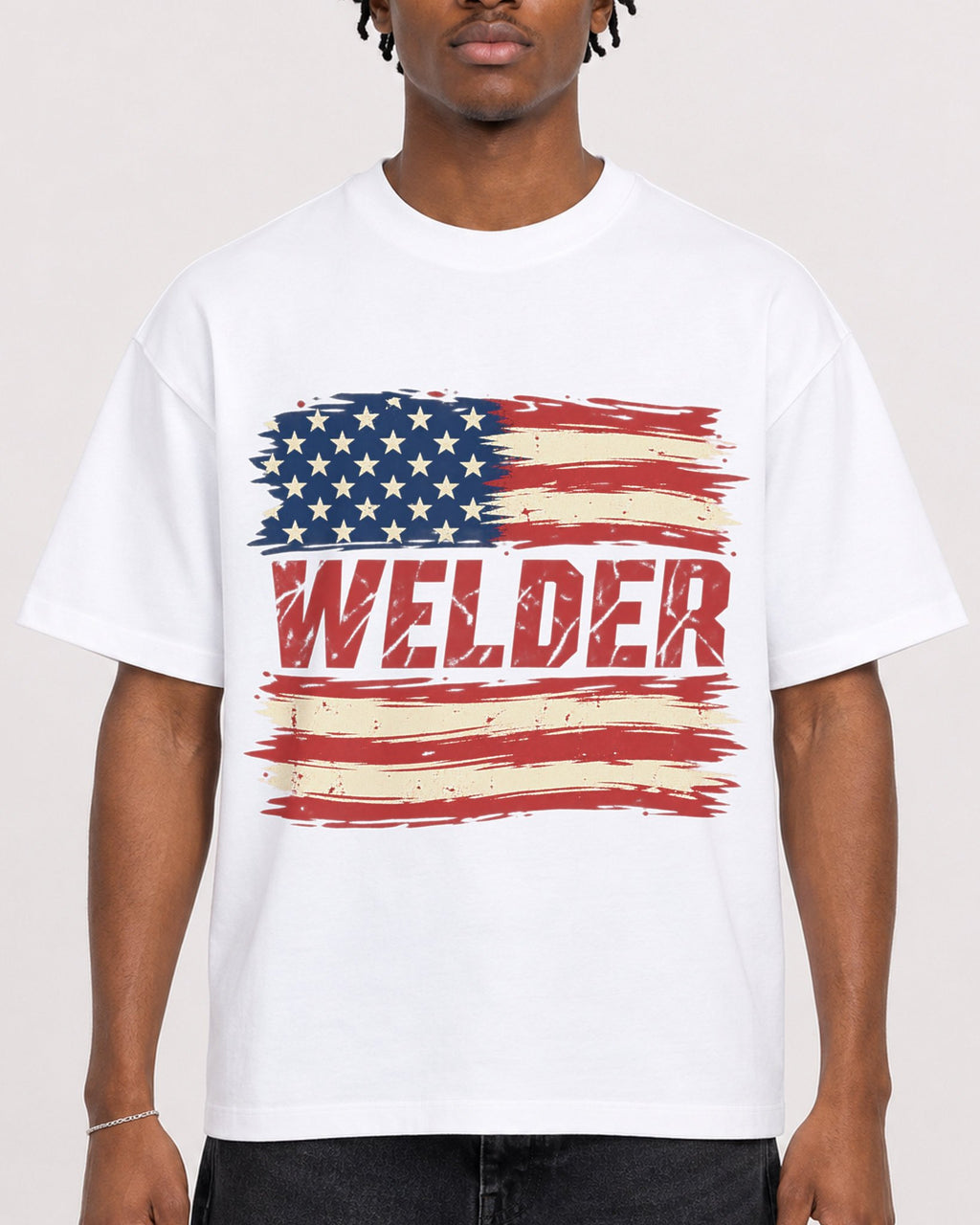 Mockup Boxy Heavyweight Tee White male close-up 05