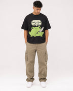Mockup Boxy Heavyweight Tee Black male full-body 16