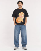 Mockup Boxy Heavyweight Tee Black male full-body 02