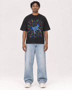 Mockup Boxy Heavyweight Tee Black male full-body 05
