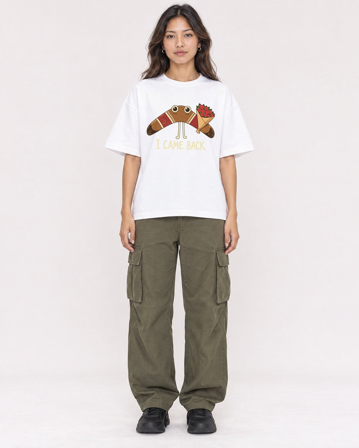 Mockup Boxy Heavyweight Tee White female full-body 02