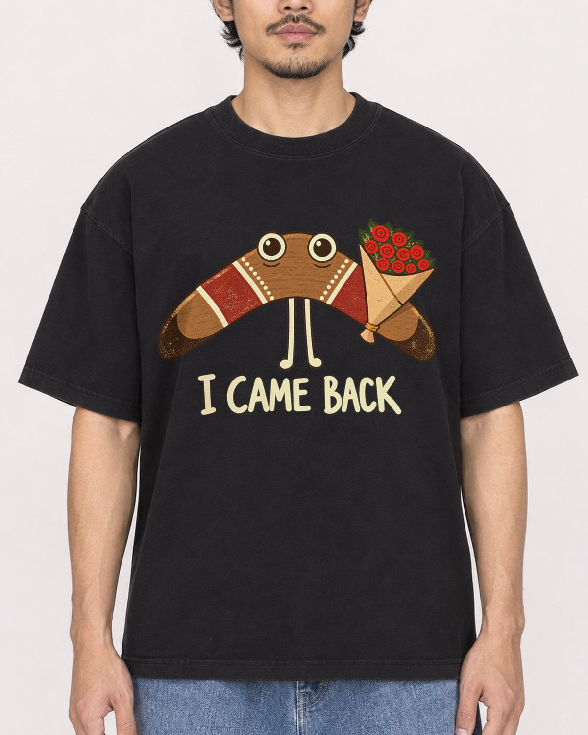Mockup Boxy Heavyweight Tee Black male close-up 02