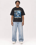 Mockup Boxy Heavyweight Tee Black male full-body 05
