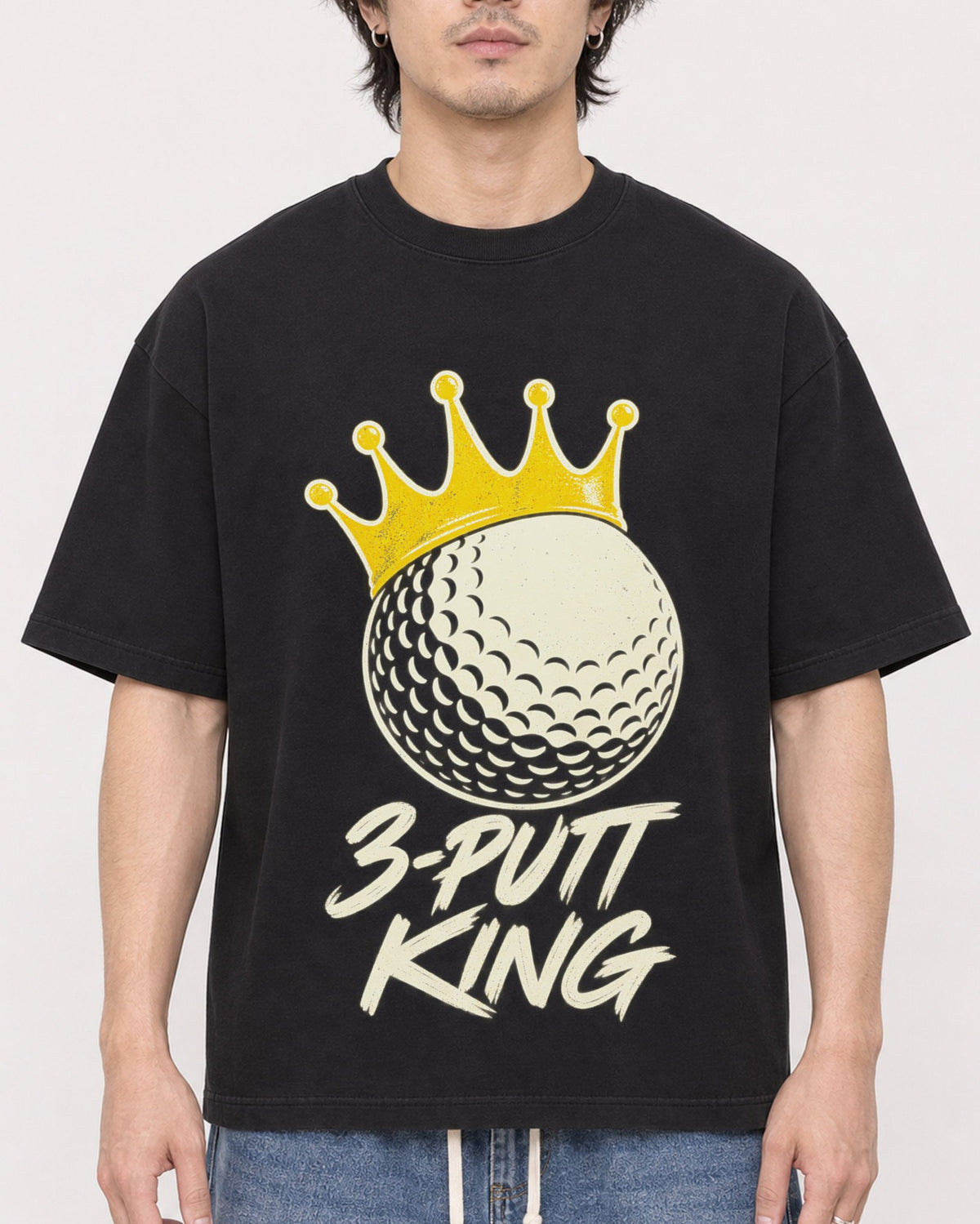 Mockup Boxy Heavyweight Tee Black male close-up 03