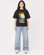 Mockup Boxy Heavyweight Tee Black female full-body 03