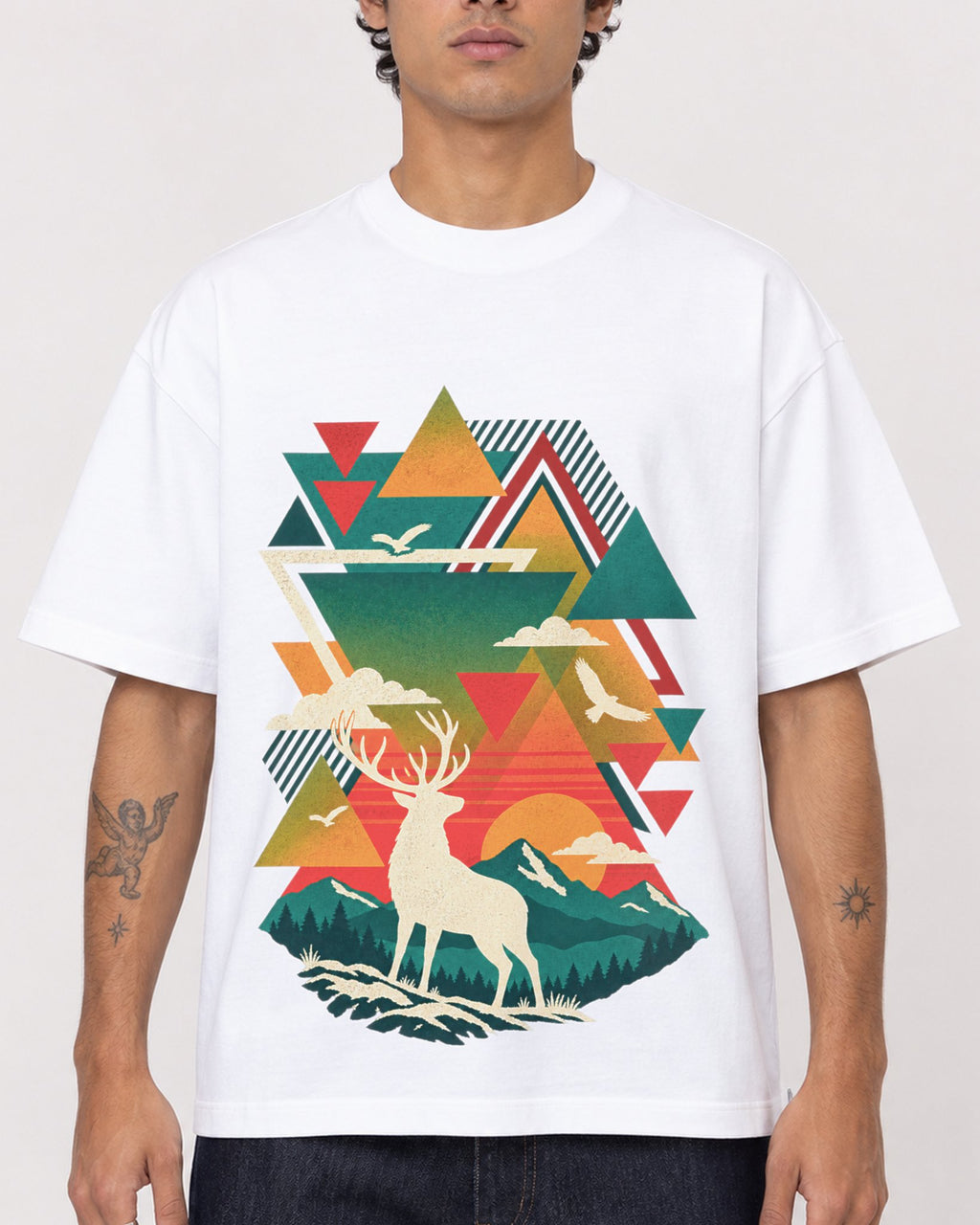 Mockup Boxy Heavyweight Tee White male close-up 06