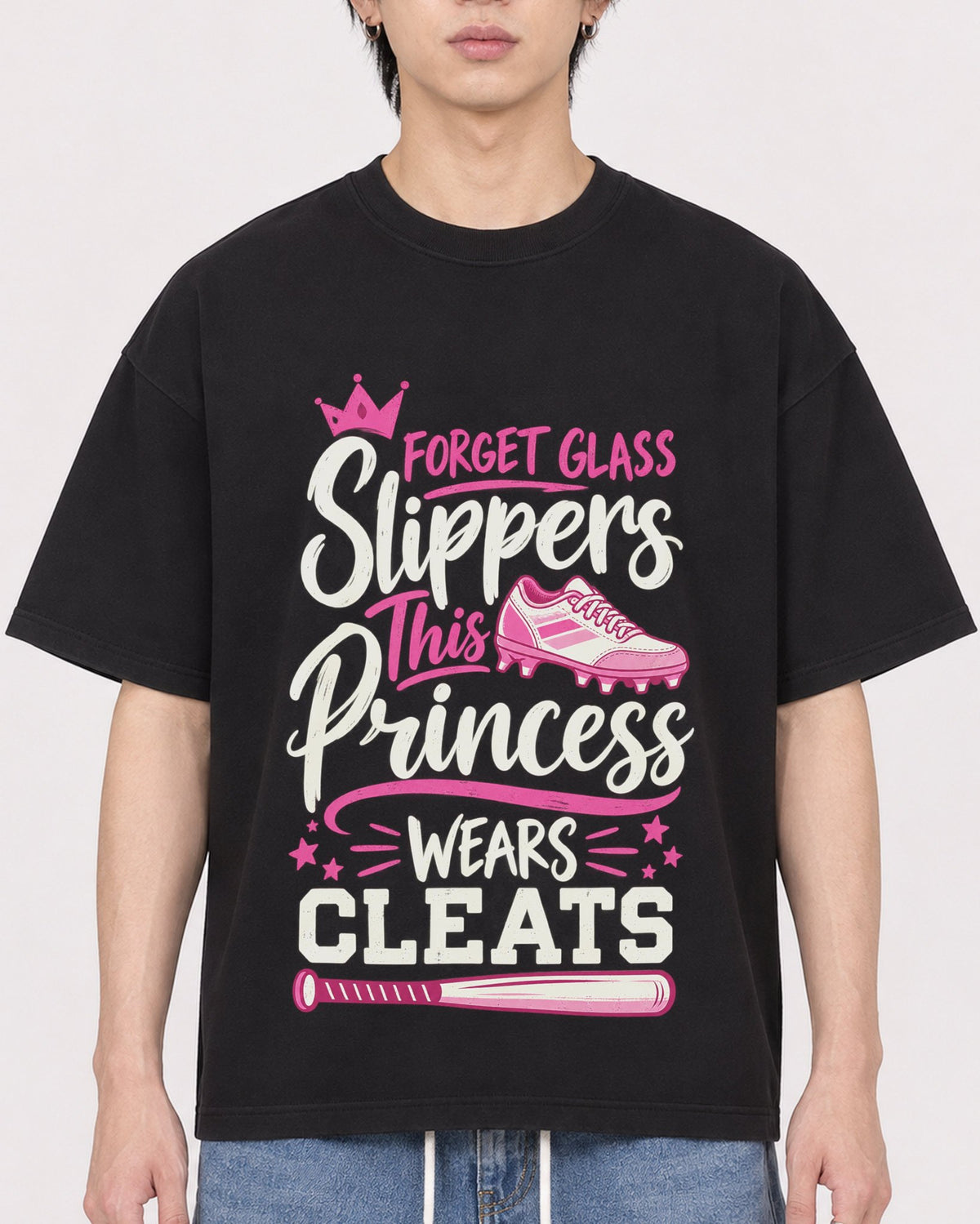 Mockup Boxy Heavyweight Tee Black male close-up 11