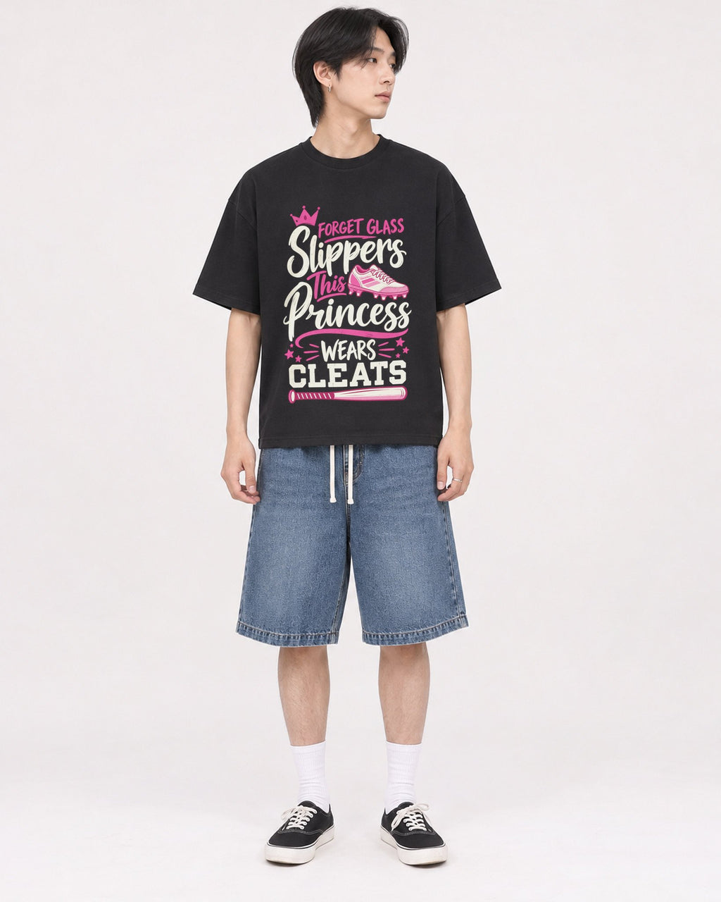 Mockup Boxy Heavyweight Tee Black male full-body 11
