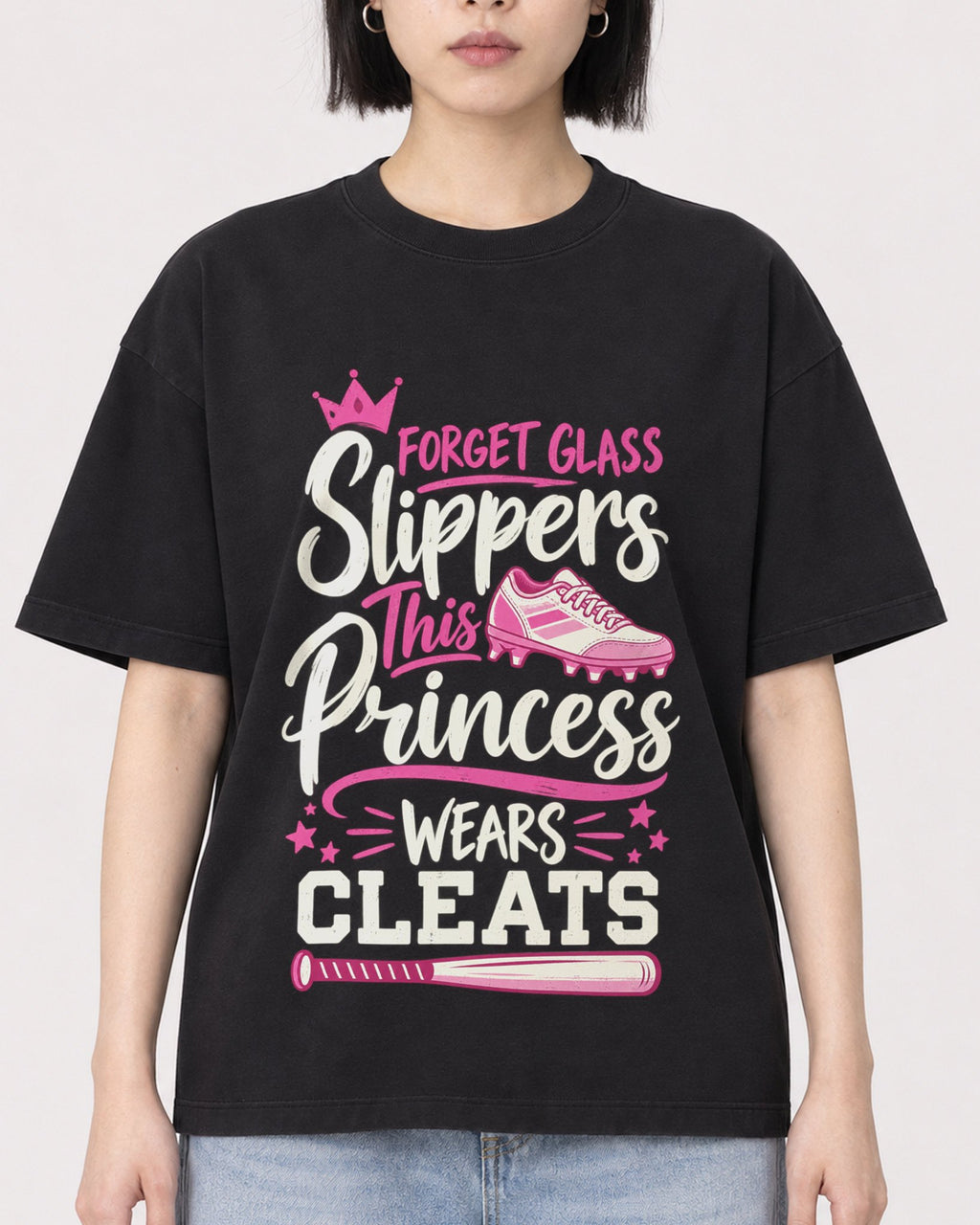 Mockup Boxy Heavyweight Tee Black female close-up 11