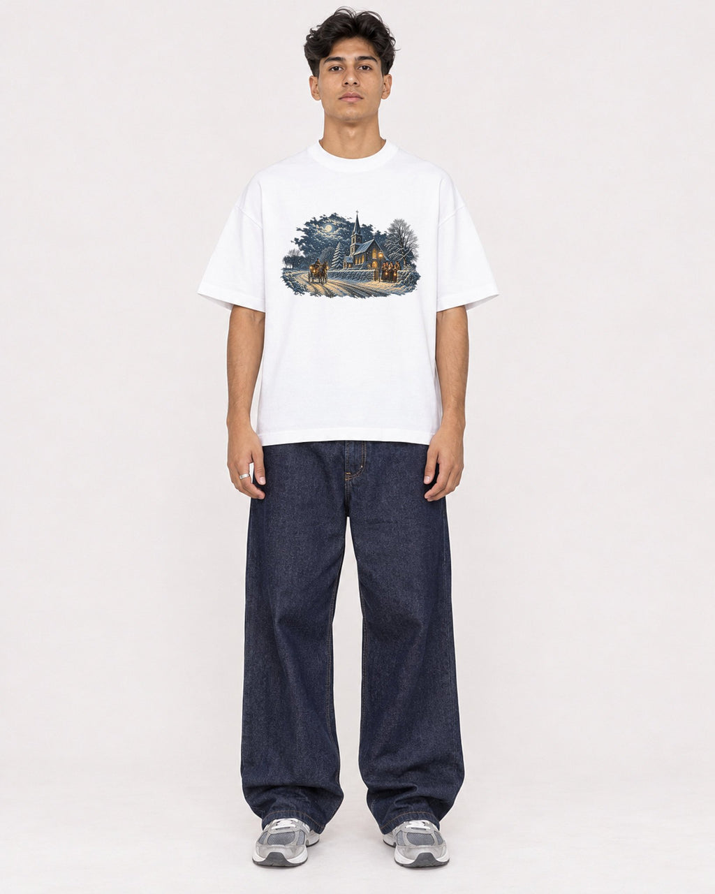 Mockup Boxy Heavyweight Tee White male full-body 16
