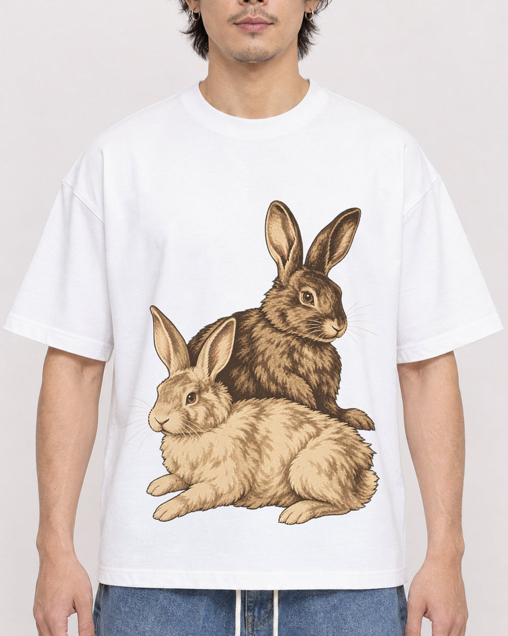 Mockup Boxy Heavyweight Tee White male close-up 03