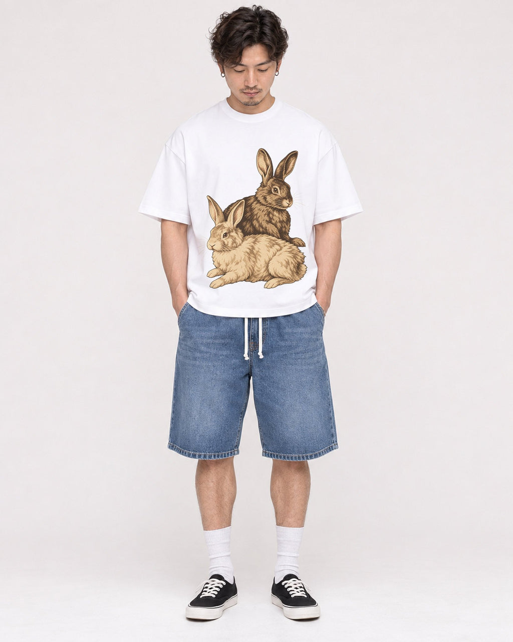Mockup Boxy Heavyweight Tee White male full-body 03