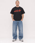 Mockup Boxy Heavyweight Tee Black male full-body 18