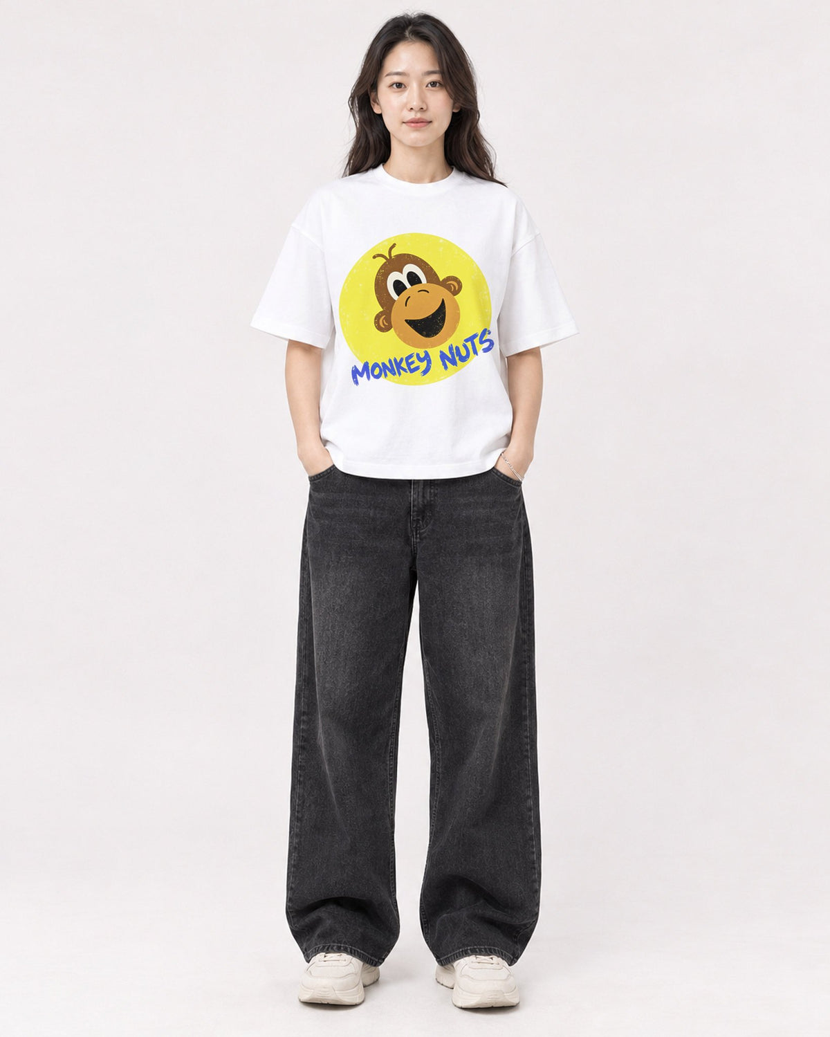 Mockup Boxy Heavyweight Tee White female full-body 03
