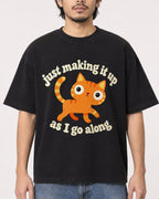 Mockup Boxy Heavyweight Tee Black male close-up 22