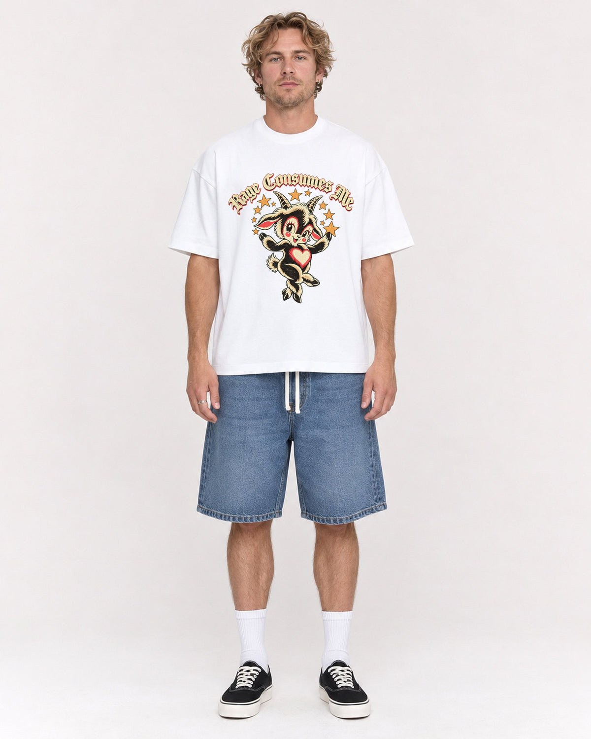 Mockup Boxy Heavyweight Tee White male full-body 28