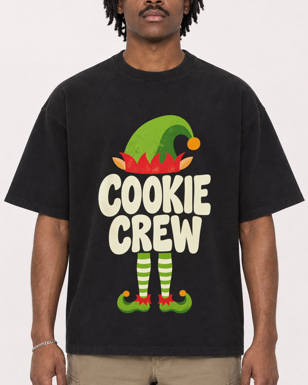 Mockup Boxy Heavyweight Tee Black male close-up 04
