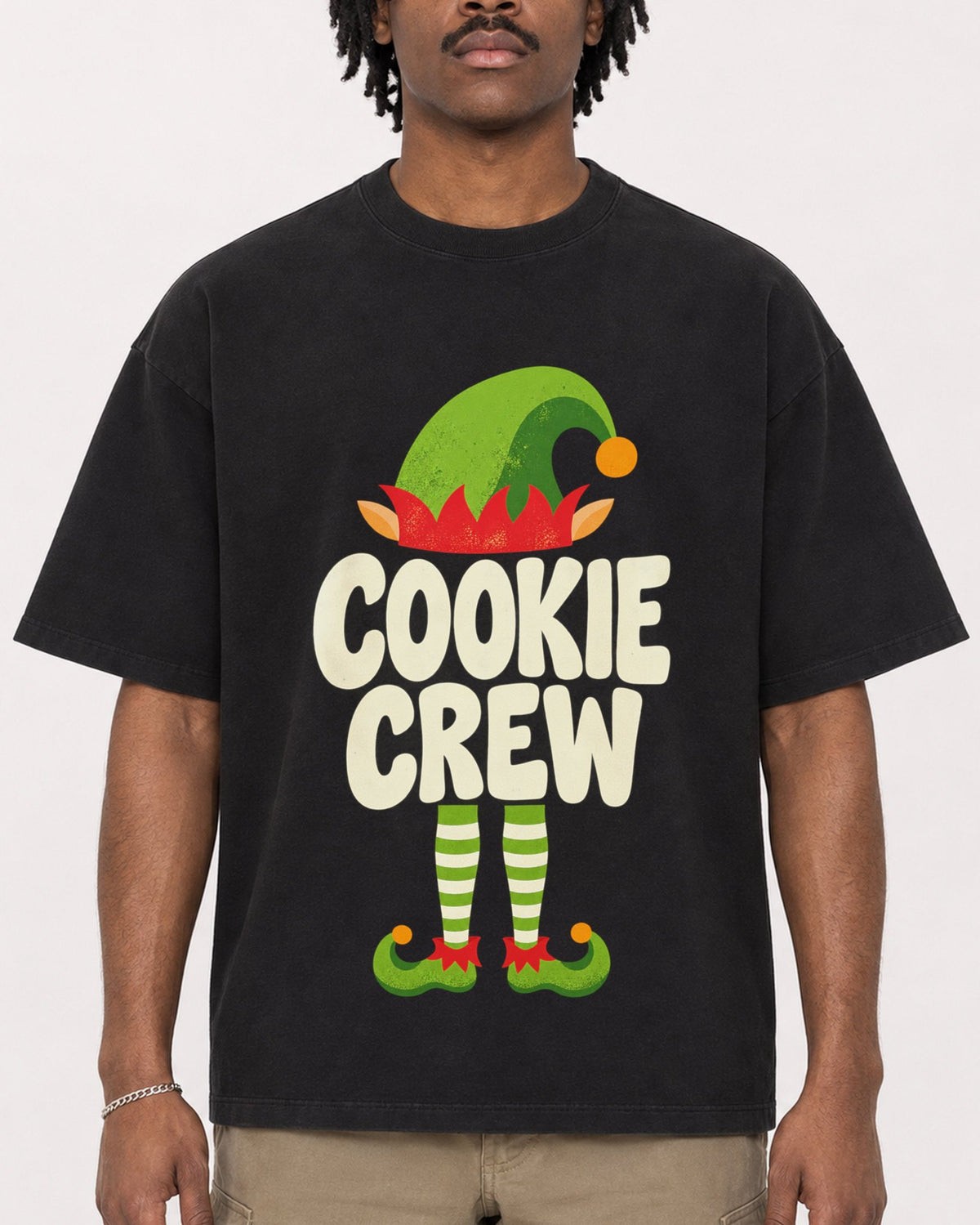 Mockup Boxy Heavyweight Tee Black male close-up 04