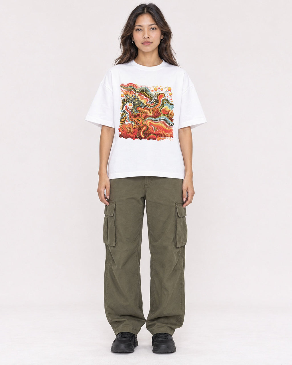 Mockup Boxy Heavyweight Tee White female full-body 02