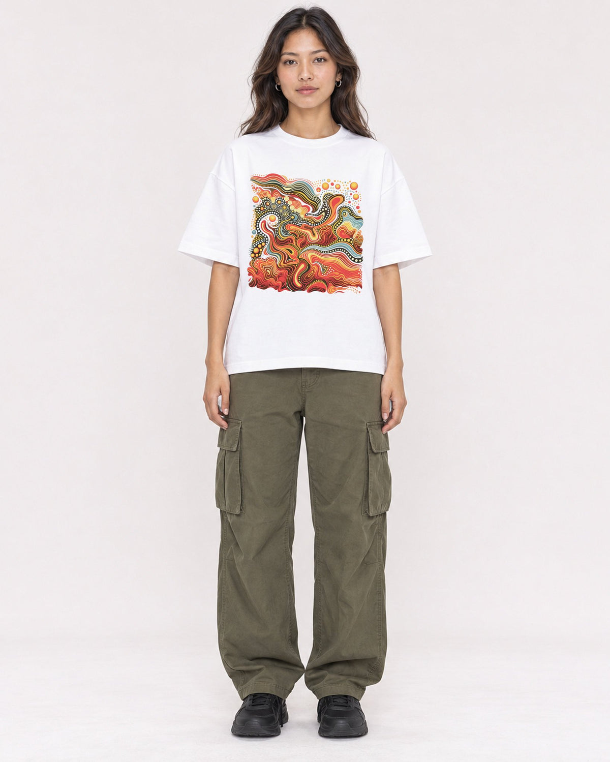 Mockup Boxy Heavyweight Tee White female full-body 02