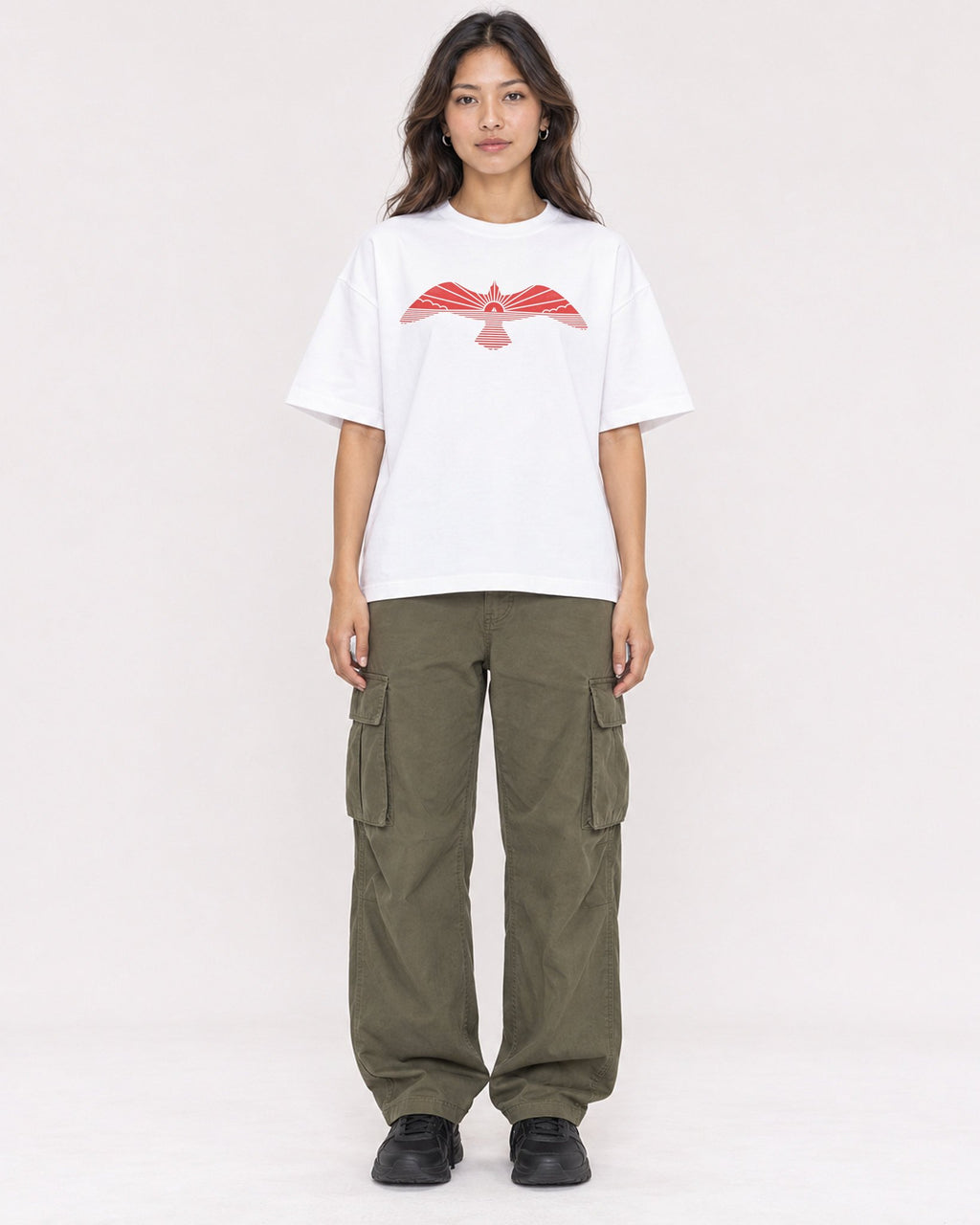Mockup Boxy Heavyweight Tee White female full-body 02