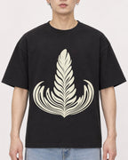 Mockup Boxy Heavyweight Tee Black male close-up 01