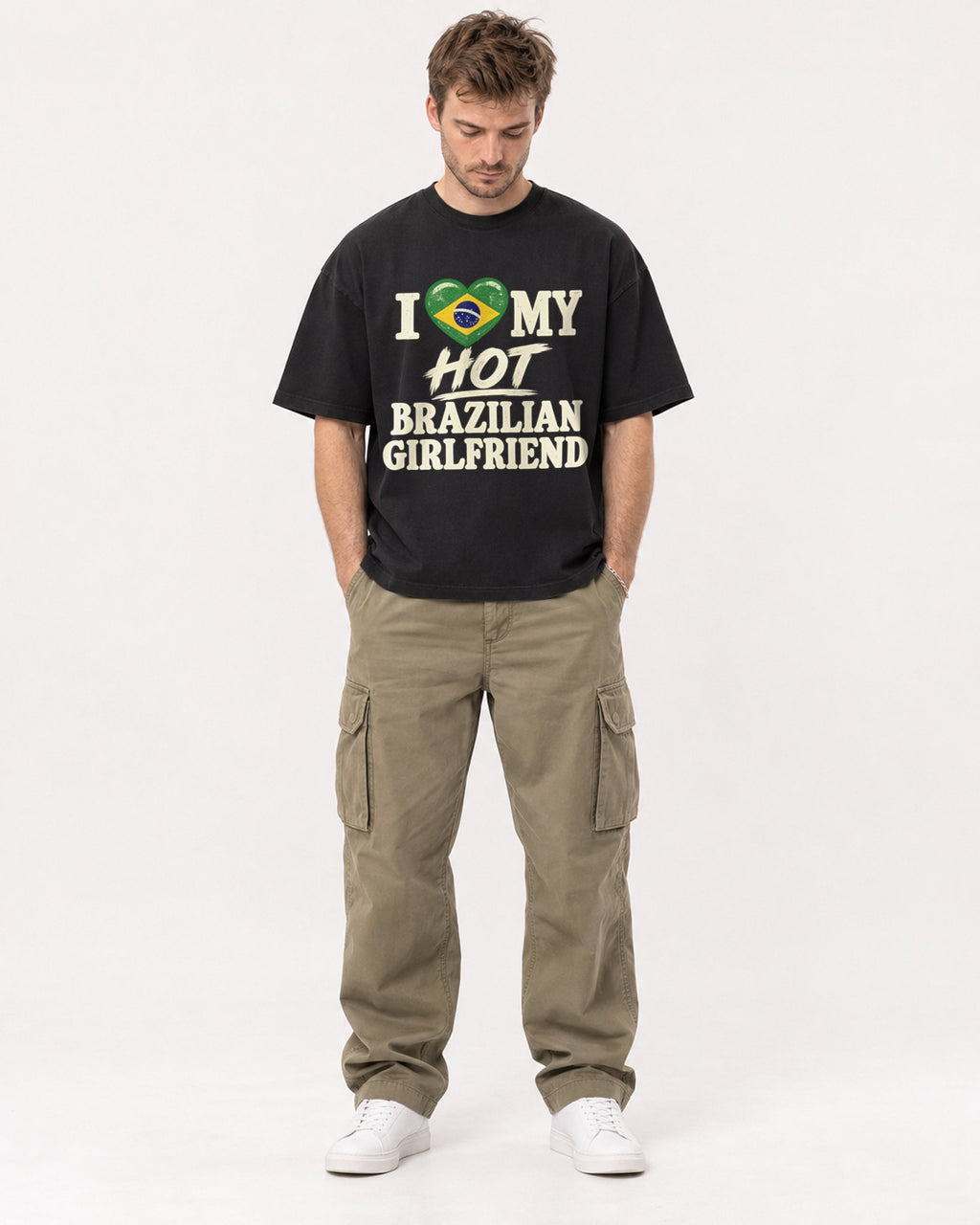 Mockup Boxy Heavyweight Tee Black male full-body 08