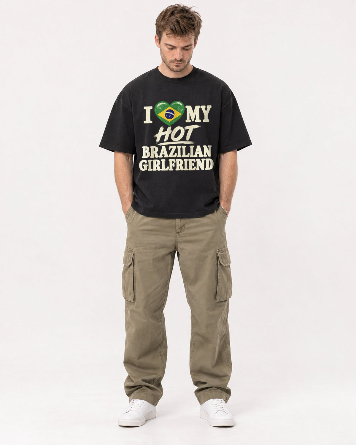 Mockup Boxy Heavyweight Tee Black male full-body 08