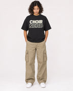 Mockup Boxy Heavyweight Tee Black female full-body 26