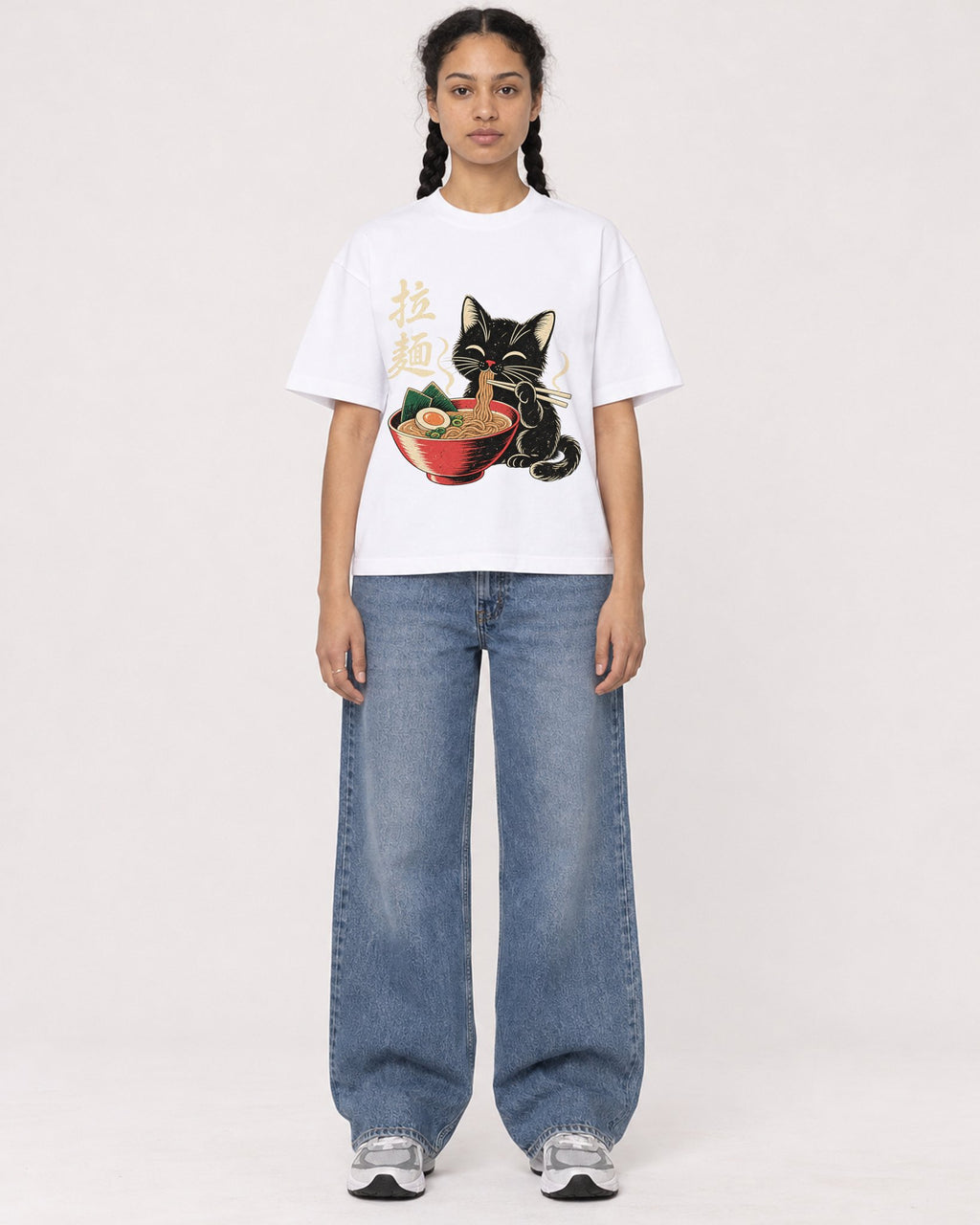 Mockup Boxy Heavyweight Tee White female full-body 50