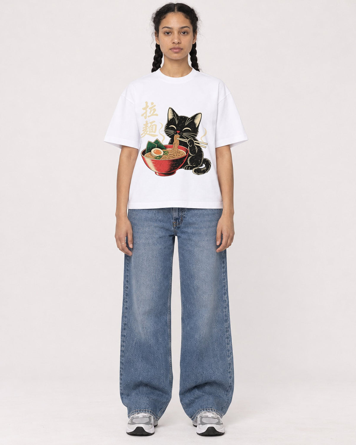 Mockup Boxy Heavyweight Tee White female full-body 50