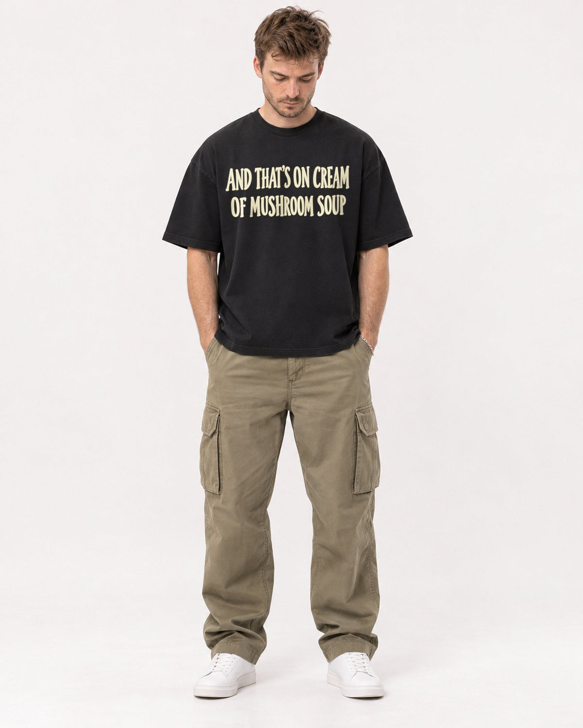 Mockup Boxy Heavyweight Tee Black male full-body 08