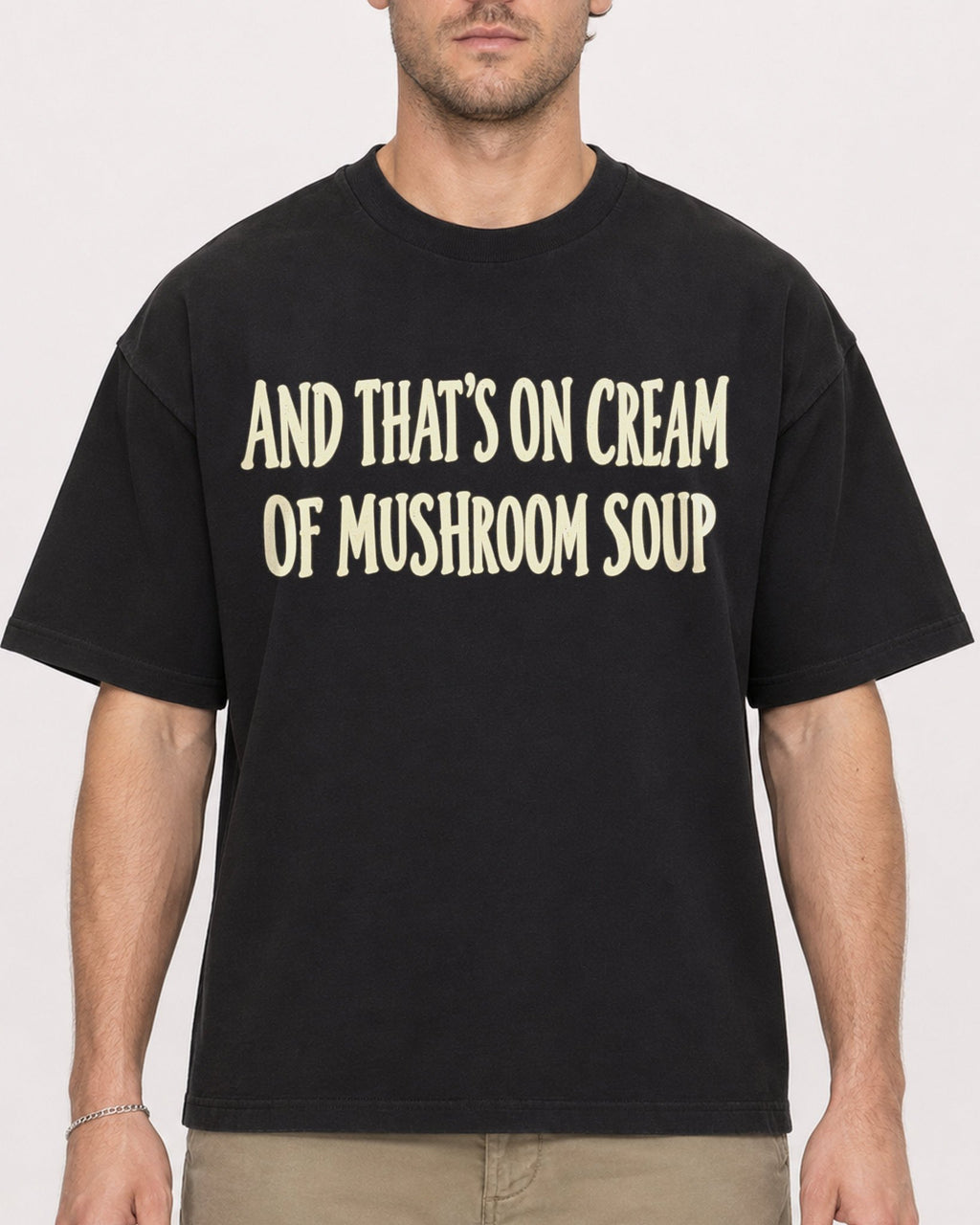 Mockup Boxy Heavyweight Tee Black male close-up 08