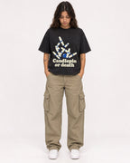 Mockup Boxy Heavyweight Tee Black female full-body 06