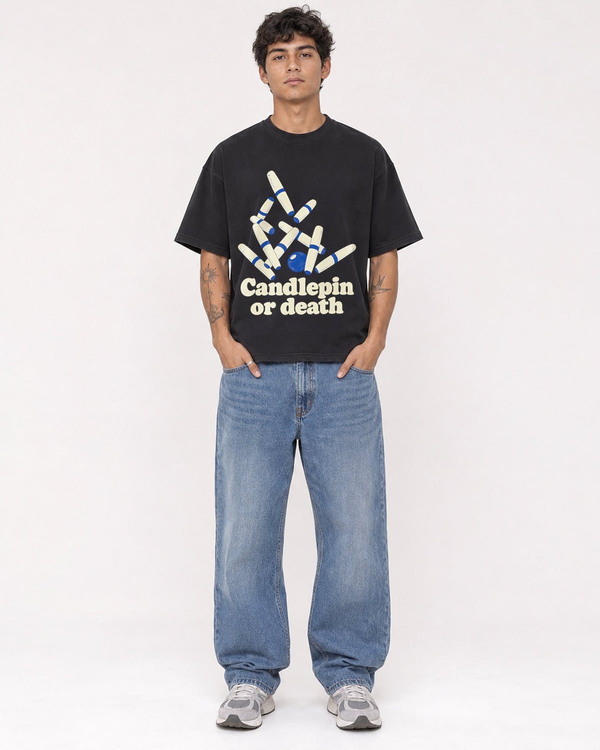 Mockup Boxy Heavyweight Tee Black male full-body 06