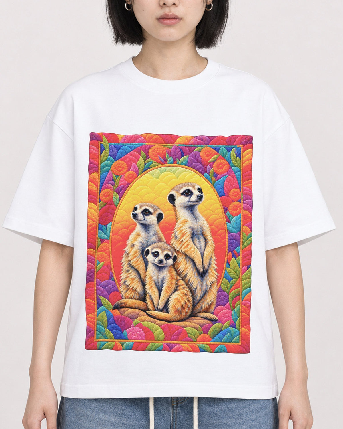 Mockup Boxy Heavyweight Tee White female close-up 11