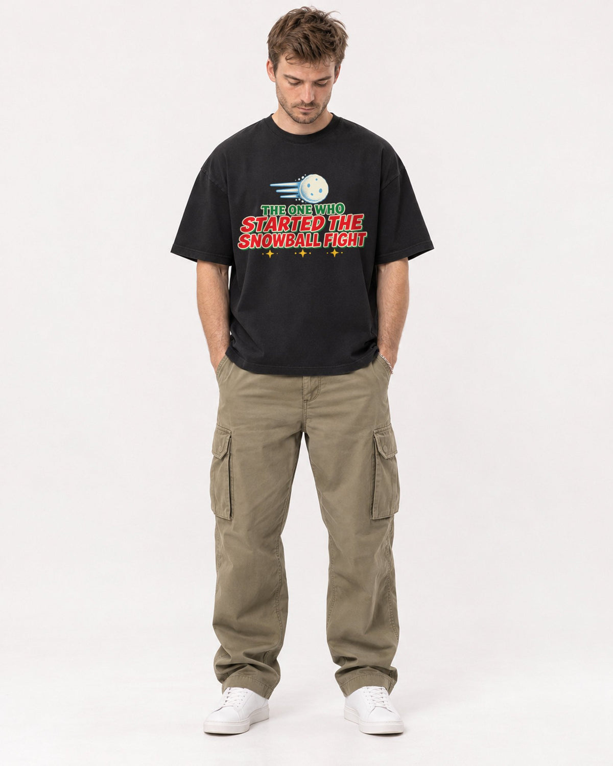 Mockup Boxy Heavyweight Tee Black male full-body 08