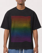 Mockup Boxy Heavyweight Tee Black male close-up 15