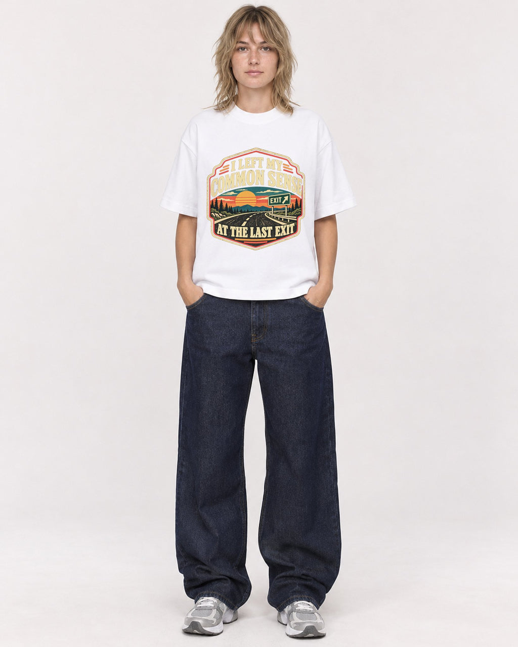 Mockup Boxy Heavyweight Tee White female full-body 19