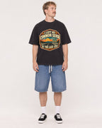 Mockup Boxy Heavyweight Tee Black male full-body 19