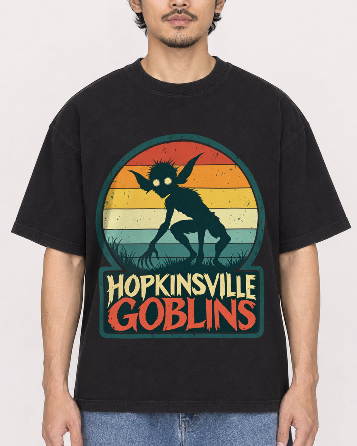 Mockup Boxy Heavyweight Tee Black male close-up 02