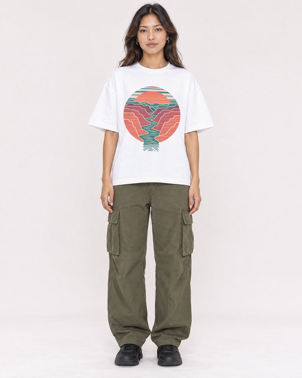 Mockup Boxy Heavyweight Tee White female full-body 02